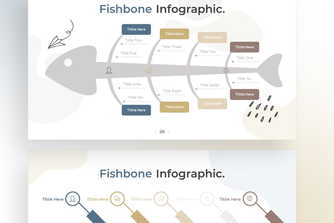 鱼骨信息图表涂鸦风格Google幻灯片模板素材 Fishbone Infographic Doodle Style &#8211; Google Slide