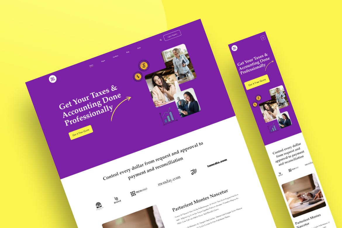 会计服务网站设计着陆页UI模板 ZILL_Accounting Services Landing Page