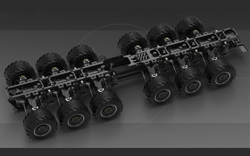 C4D概念汽车底盘零件3D模型卡车底盘悬架构件机械零件基础白模_