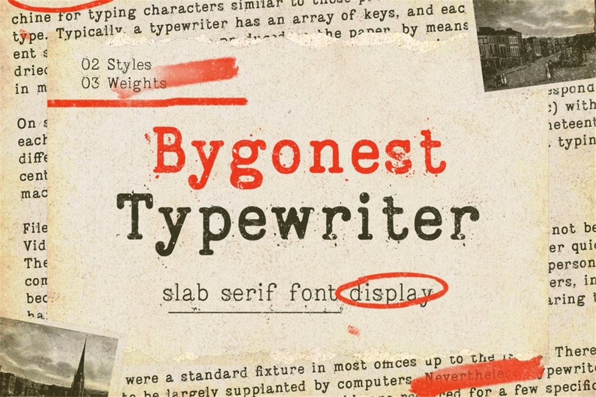 英文字体：复古老式喷墨打字机效果Logo标题衬线英文字体素材 Bygonest – Old Typewriter Font（10281） -