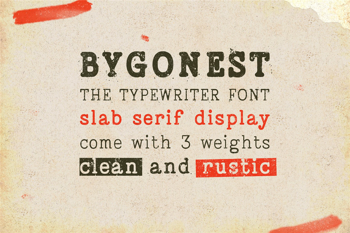 英文字体：复古老式喷墨打字机效果Logo标题衬线英文字体素材 Bygonest – Old Typewriter Font（10281） -