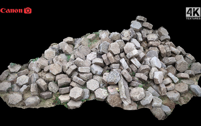 鹅卵石碎片废墟扫描3D模型 cobblestones debris ruins photogrammetry_