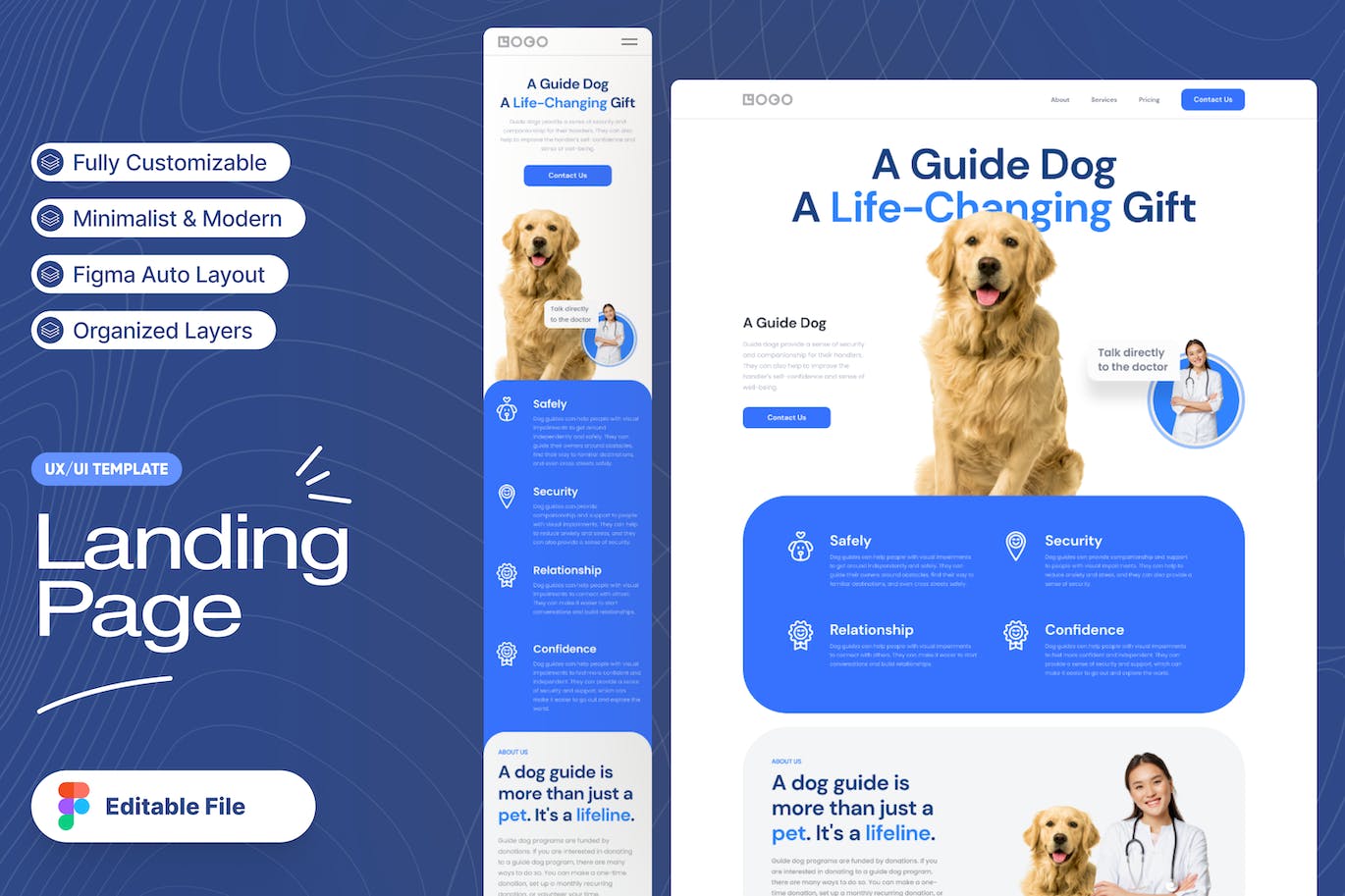 导盲犬网站着陆页模板 Guide Dog Landing Page