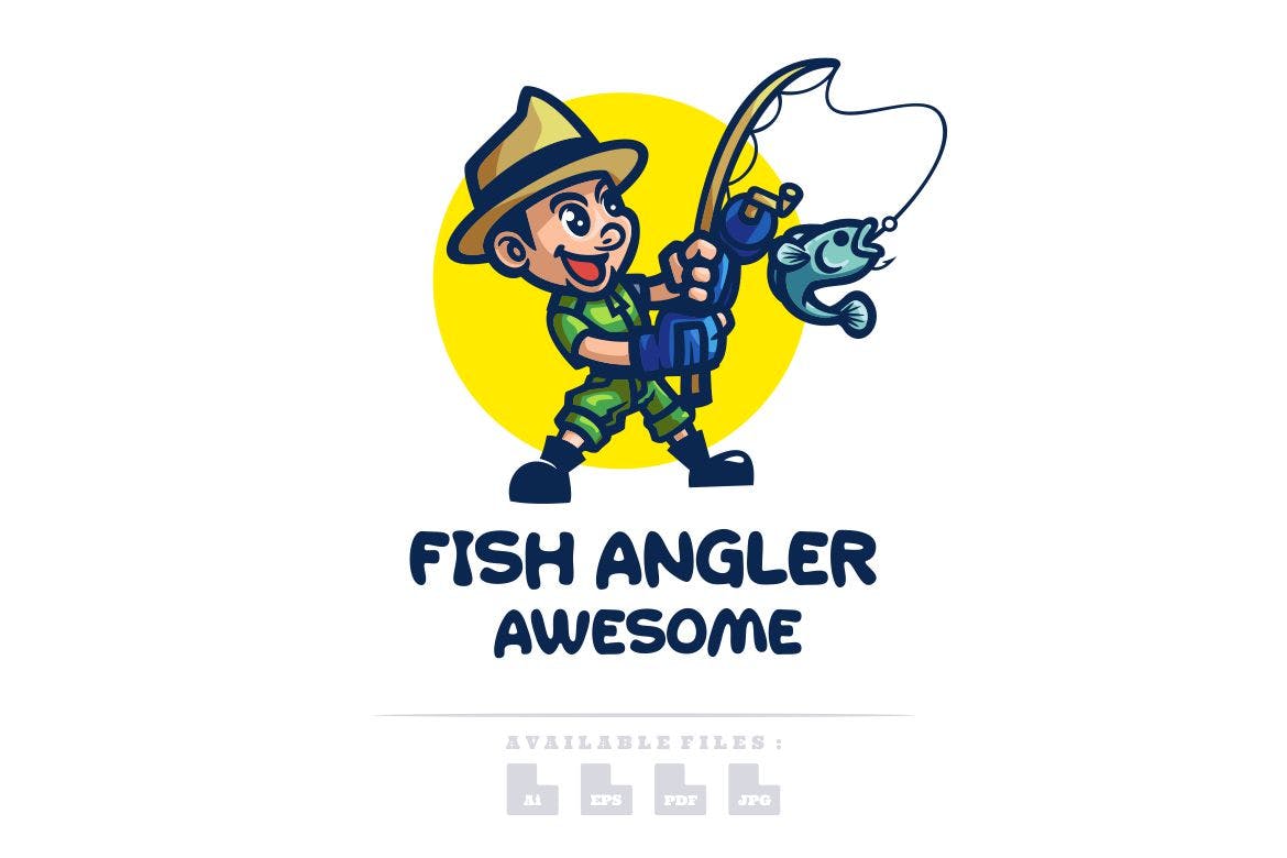 钓鱼者标志Logo模板 Fish Angler Logo