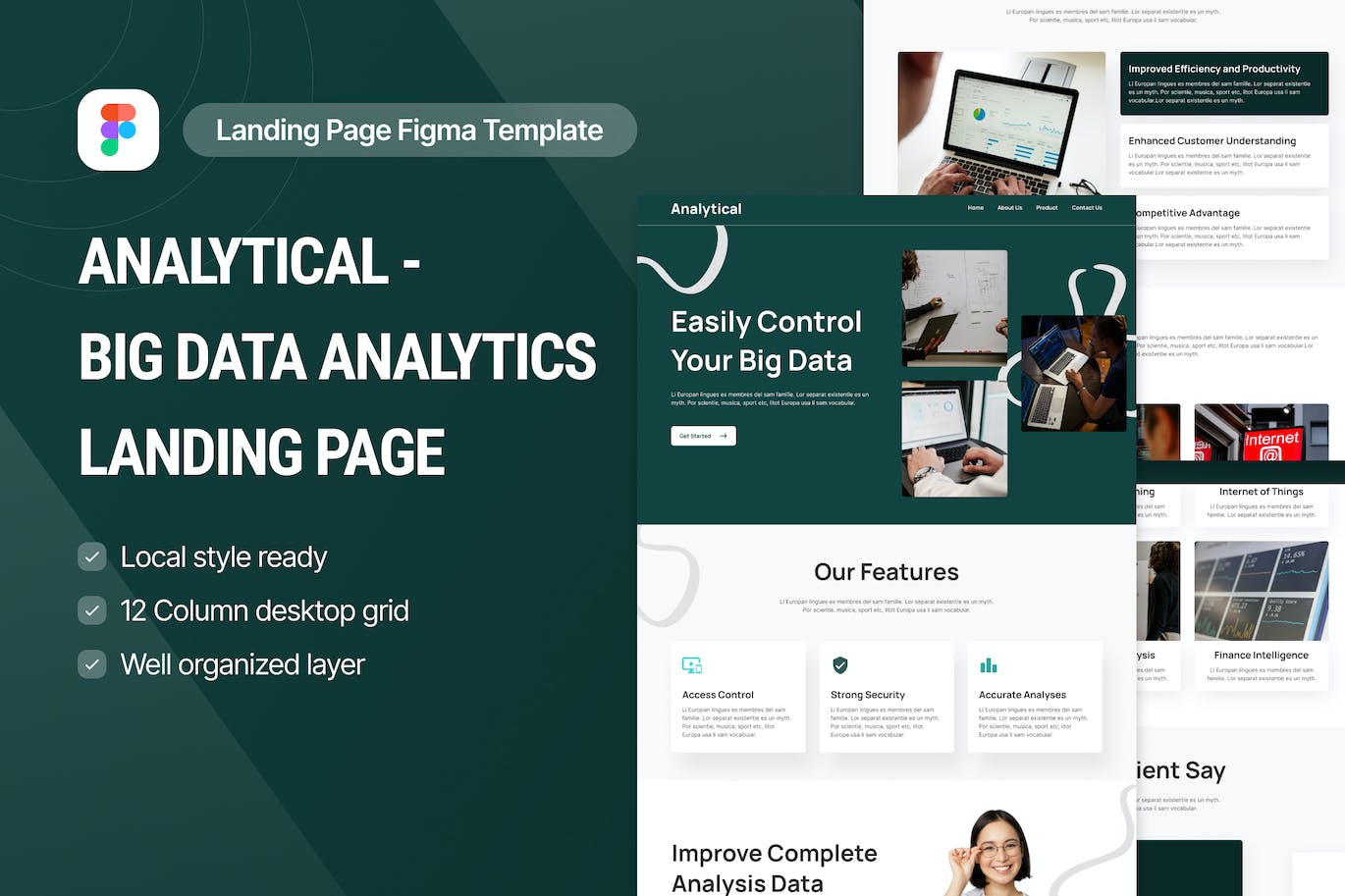 大数据分析网站设计着陆页UI模板 Analytical &#8211; Big Data Analytic Landing Page Figma