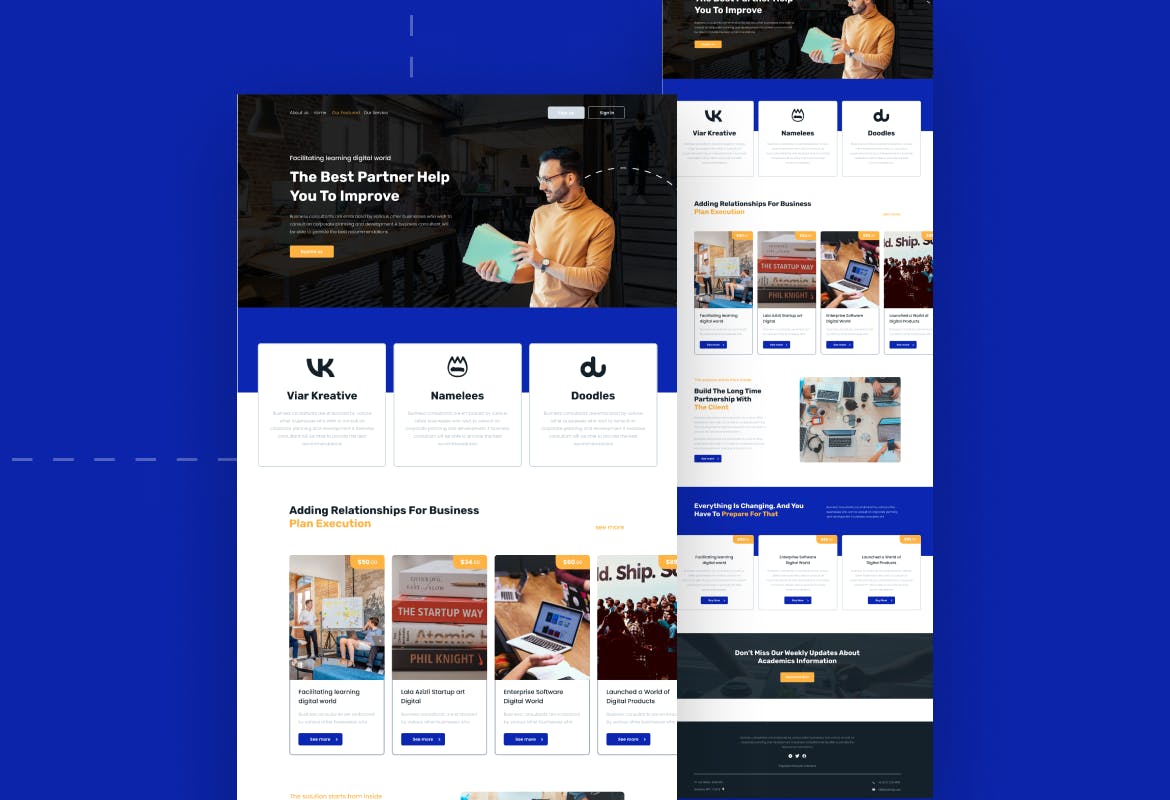 初创企业网站着陆页设计UI模板 Startup Business Landing Page Template