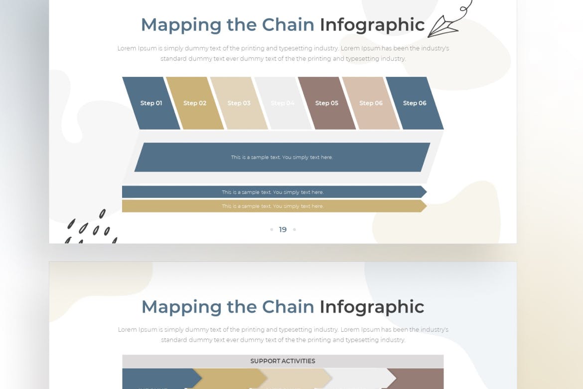 涂鸦映射链信息图表Keynote幻灯片素材 Doodle Mapping the Chain Infographic &#8211; Keynote