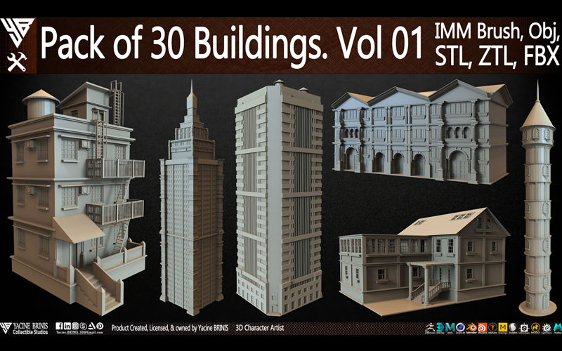 C4D豪宅住宅房屋建筑3D模型房子高楼大厦楼房塔楼建筑物基础白模_