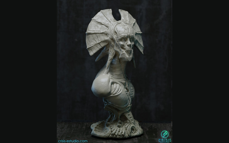 恶魔半身雕塑3D打印模型 Demon bust sculpture Crisis Studio for 3d printing 3D print model_