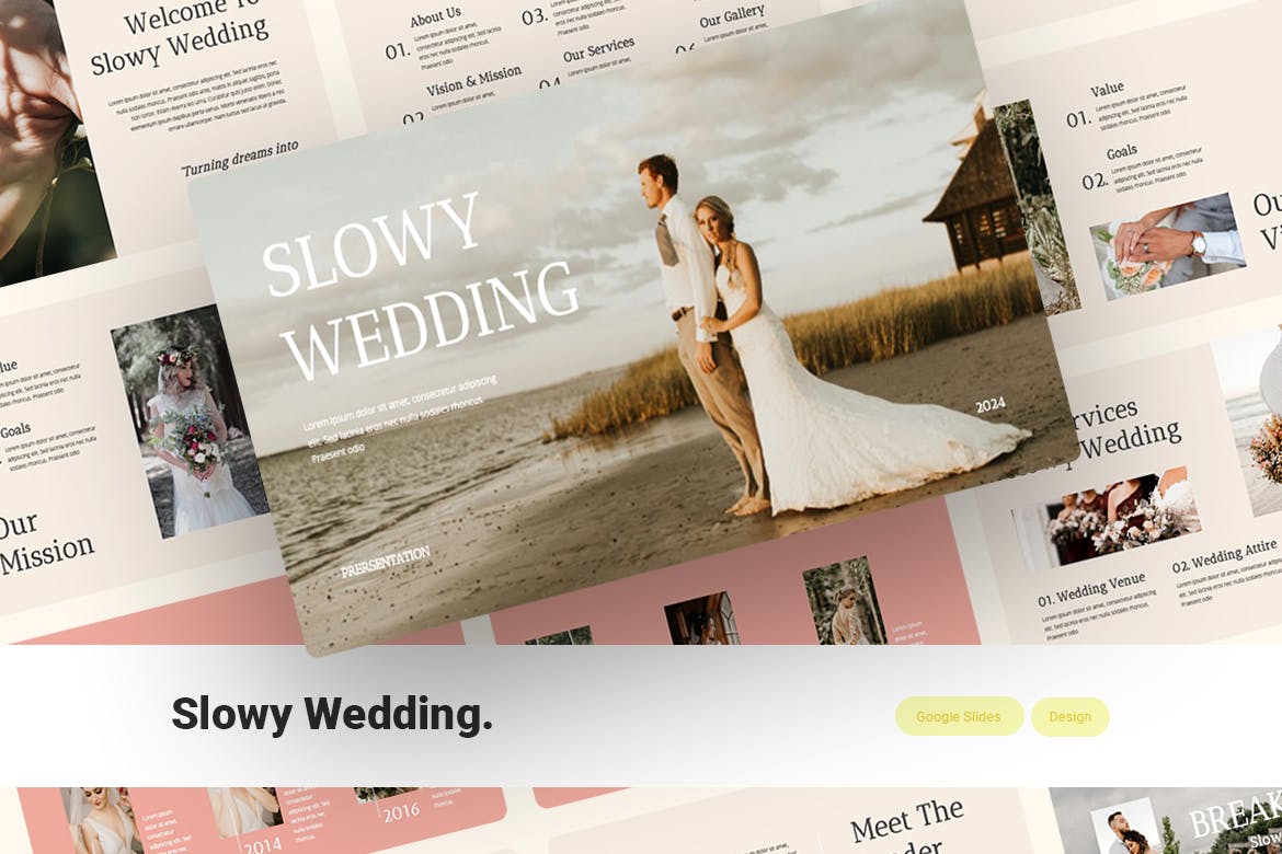 婚礼策划与创意谷歌幻灯片素材 Slowy &#8211; Wedding Google Slides