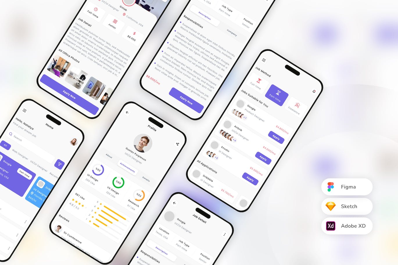 职位搜索和查找器移动应用 UI 套件 Job Search &amp; Finder Mobile App UI Kit