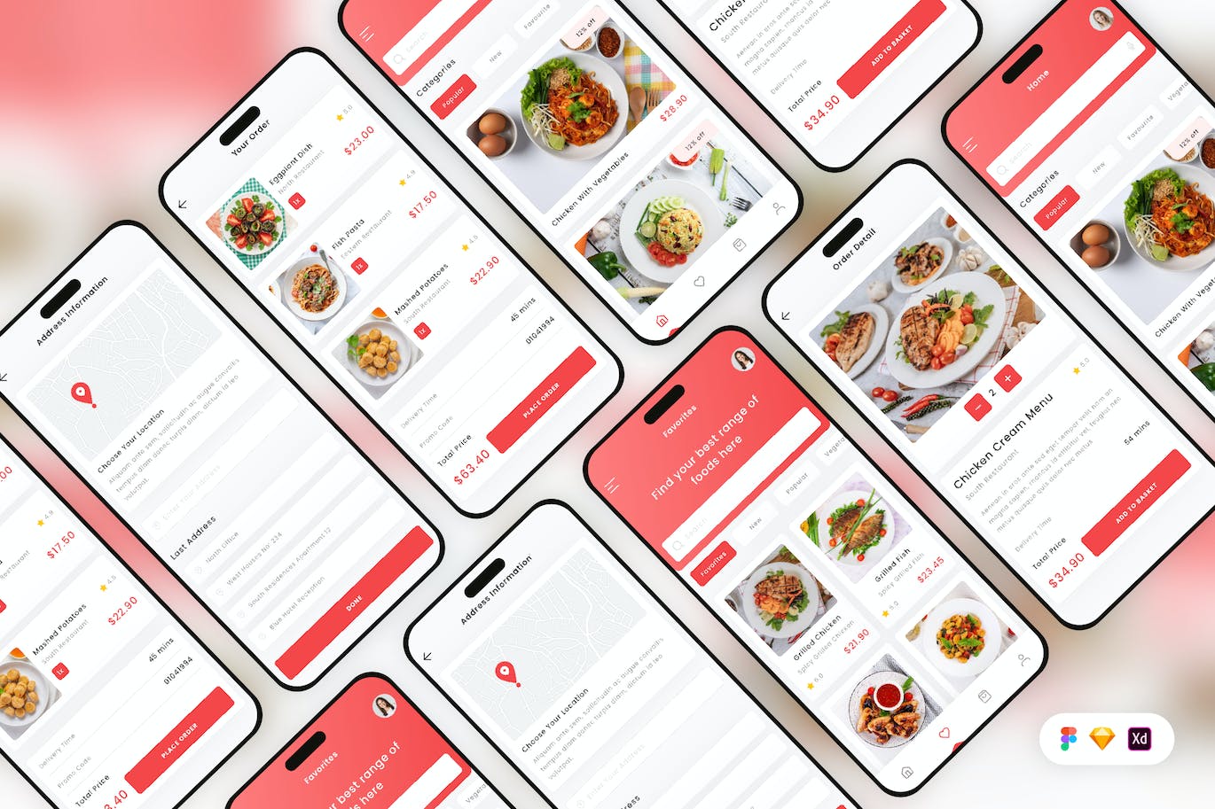 食品服务交付移动应用 UI 套件 Food Service Delivery Mobile App UI Kit