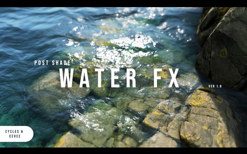 【Blender预设】WaterFX 1.12 真水材质焦散动画波纹荡漾旋涡_