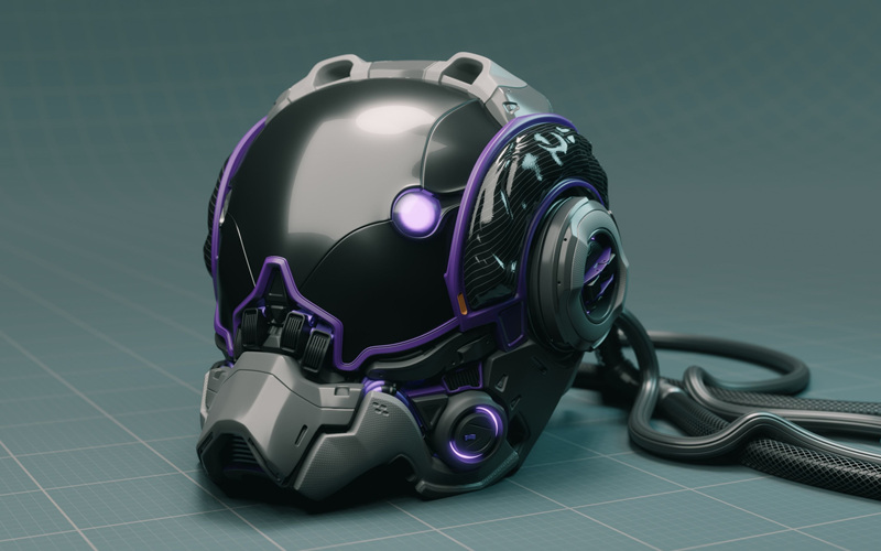 科幻头盔3D模型 Sci-fi Helmet 3D model_