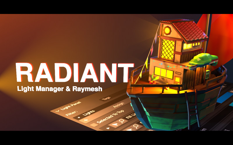 Blender灯光管理插件 Radiant 1.32 伪体积光假发光风格话照明环境_