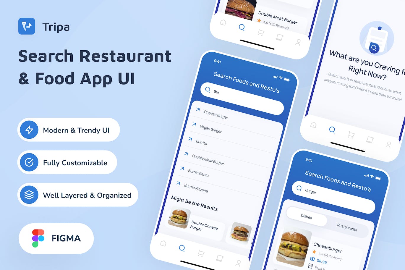 搜索餐厅和美食应用程序 UI套件 Fudia &#8211; Search Restaurant &amp; Food App UI