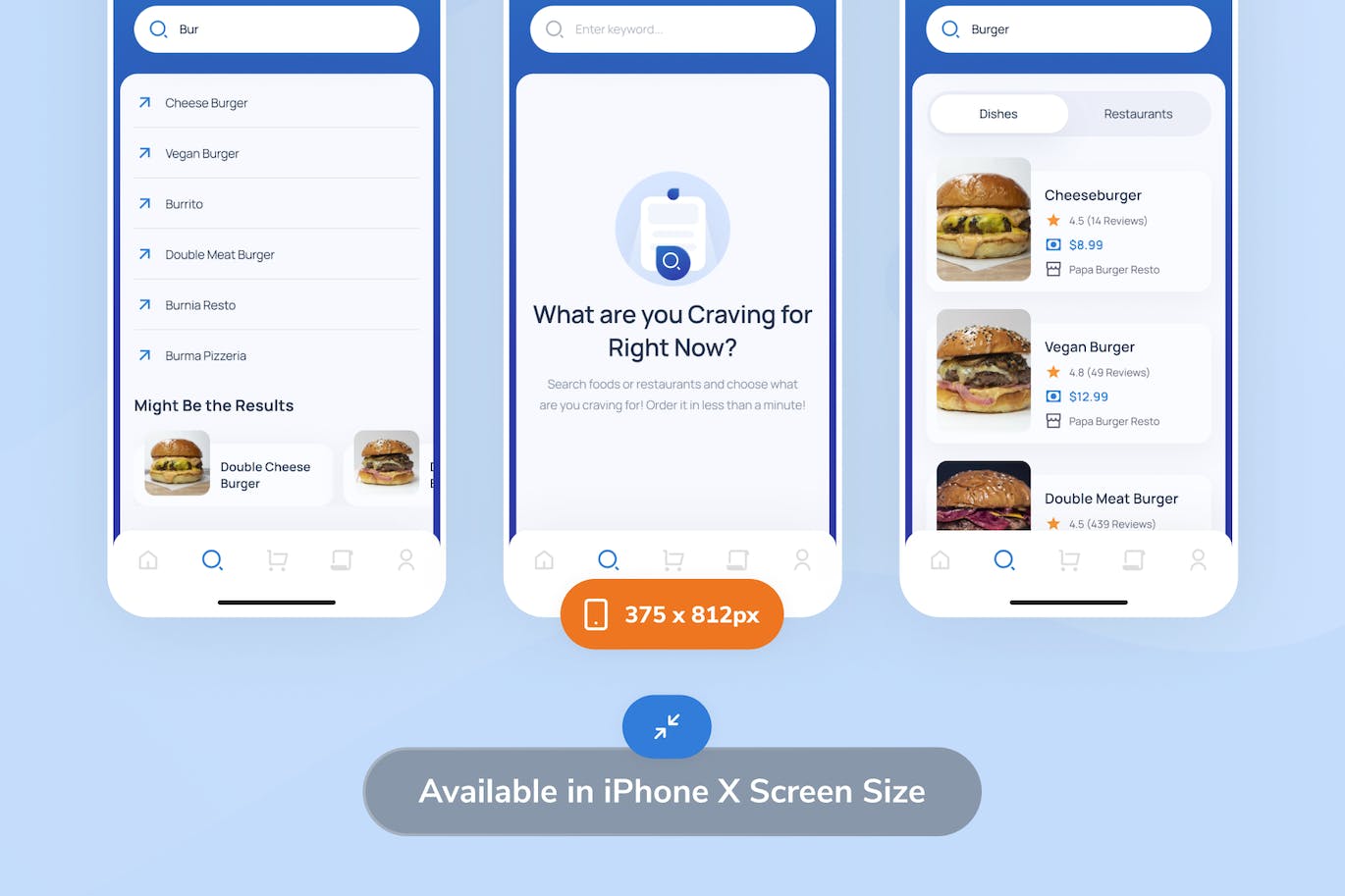 搜索餐厅和美食应用程序 UI套件 Fudia &#8211; Search Restaurant &amp; Food App UI