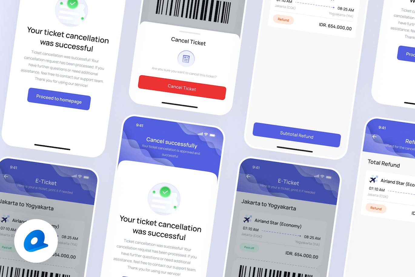 取消机票应用程序 UI模板 Tripa &#8211; Cancel Flight Ticket App UI