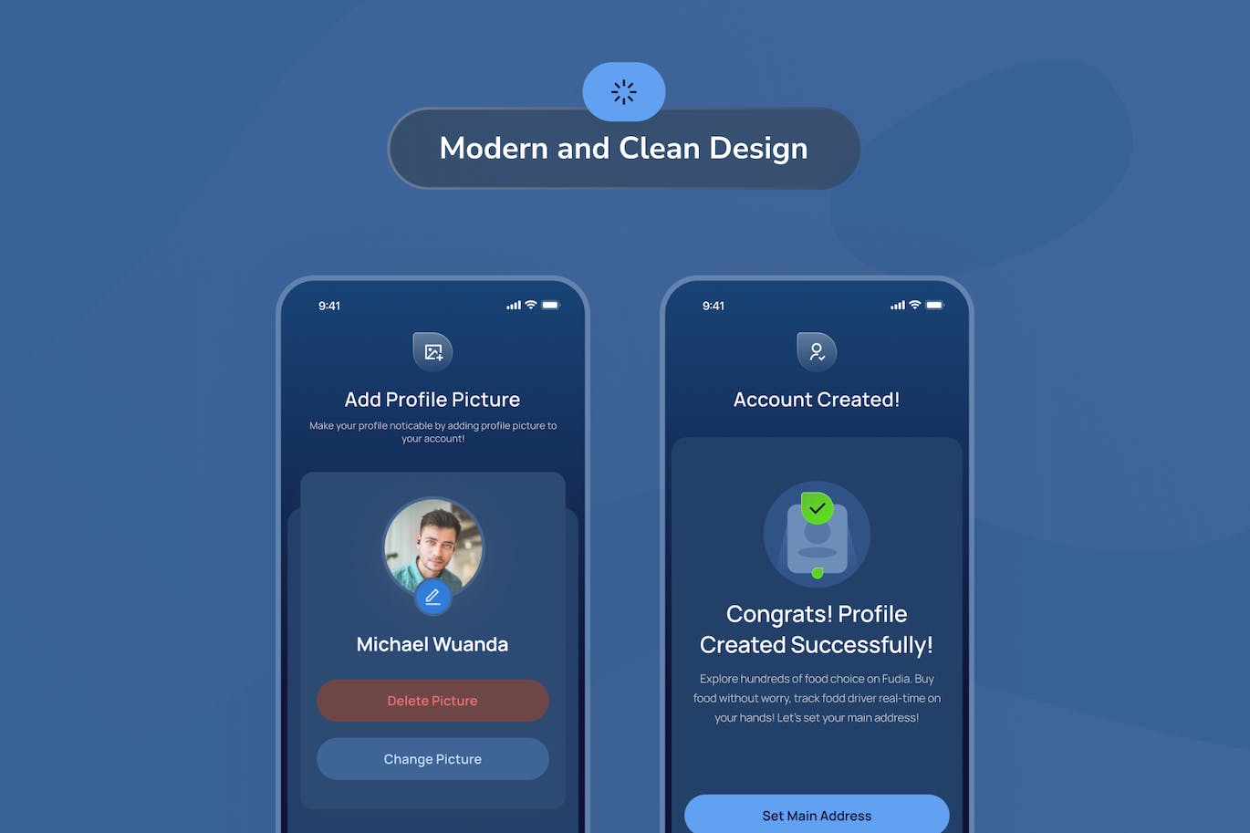 创建帐户暗黑模式应用程序 UI模板 Fudia &#8211; Create Account Dark Mode App UI