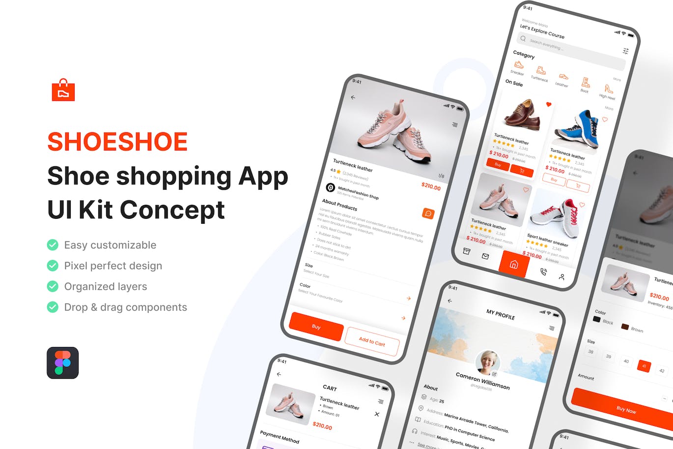 鞋子购物App应用程序 UI 套件 Shoe Shopping App UI Kit