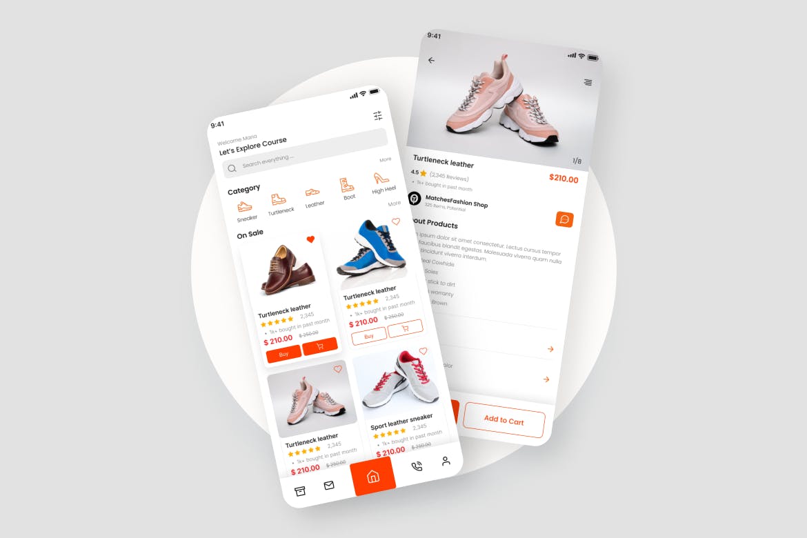 鞋子购物App应用程序 UI 套件 Shoe Shopping App UI Kit