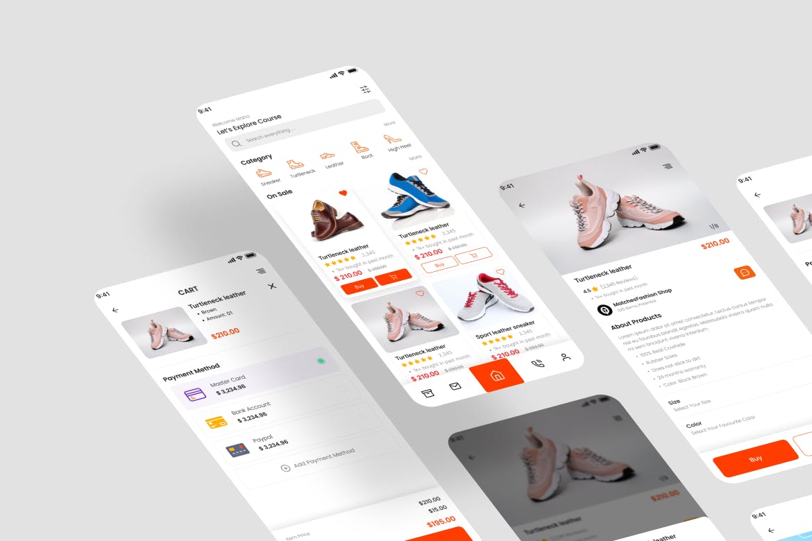 鞋子购物App应用程序 UI 套件 Shoe Shopping App UI Kit