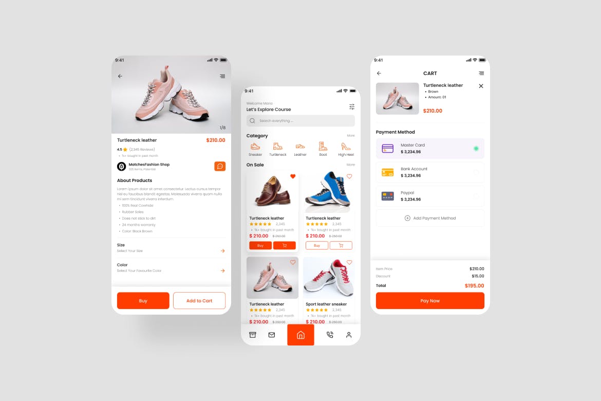 鞋子购物App应用程序 UI 套件 Shoe Shopping App UI Kit