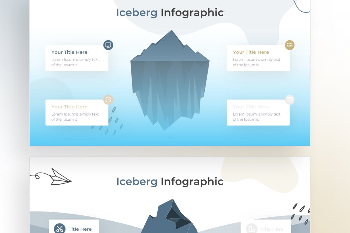 冰山信息图表涂鸦风格谷歌幻灯片模板 Iceberg Infographic Doodle Style &#8211; Google Slide