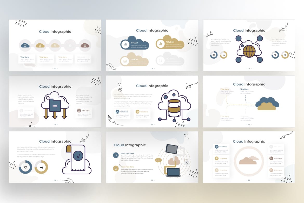 云信息图表涂鸦风格演示文稿Keynote模板 Cloud Infographic Doodle Style &#8211; Keynote Template