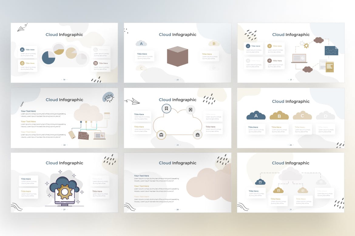 云信息图表涂鸦风格演示文稿Keynote模板 Cloud Infographic Doodle Style &#8211; Keynote Template