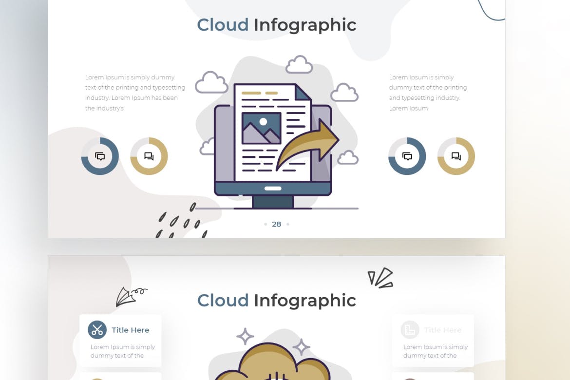 云信息图表涂鸦风格演示文稿Keynote模板 Cloud Infographic Doodle Style &#8211; Keynote Template