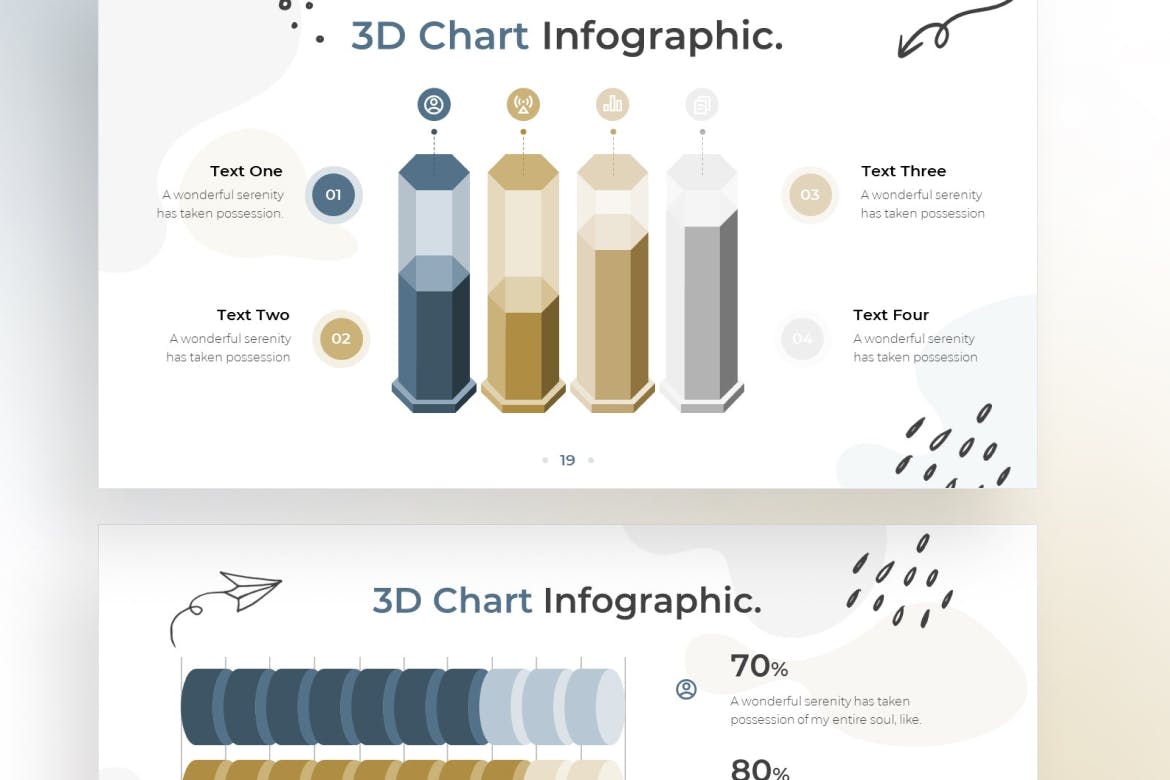 3D图表信息图表涂鸦风格Keynote幻灯片演示模板 3D Chart Infographic Doodle Style &#8211; Keynote