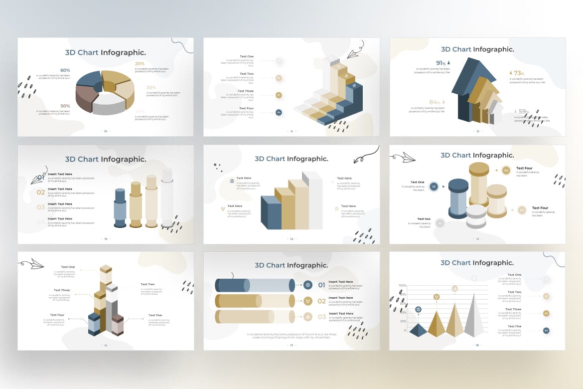 3D图表信息图表涂鸦风格Keynote幻灯片演示模板 3D Chart Infographic Doodle Style &#8211; Keynote