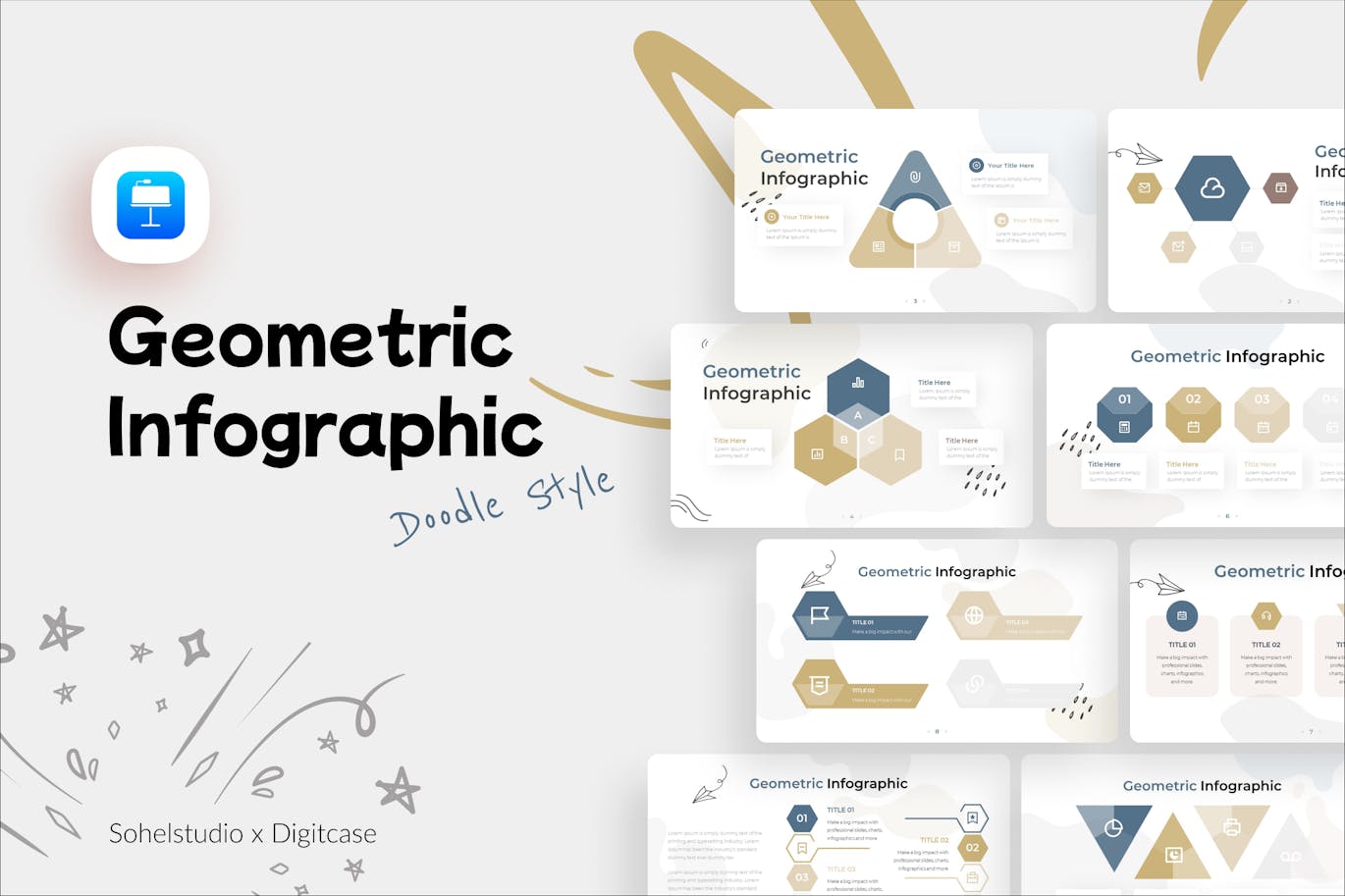 几何信息图表涂鸦风格Keynote幻灯片演示文稿模板 Geometric Infographic Doodle Style &#8211; Keynote