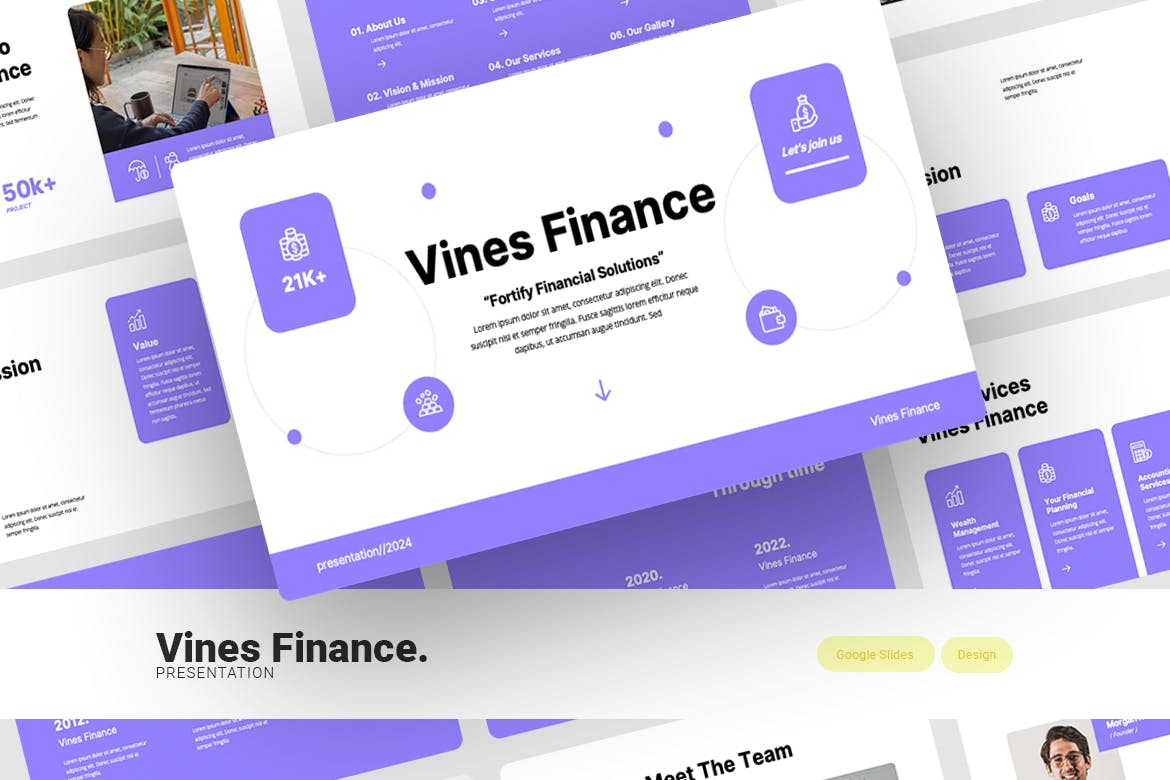 数字化金融谷歌幻灯片创意模板 Vines &#8211; Finance Google Slides