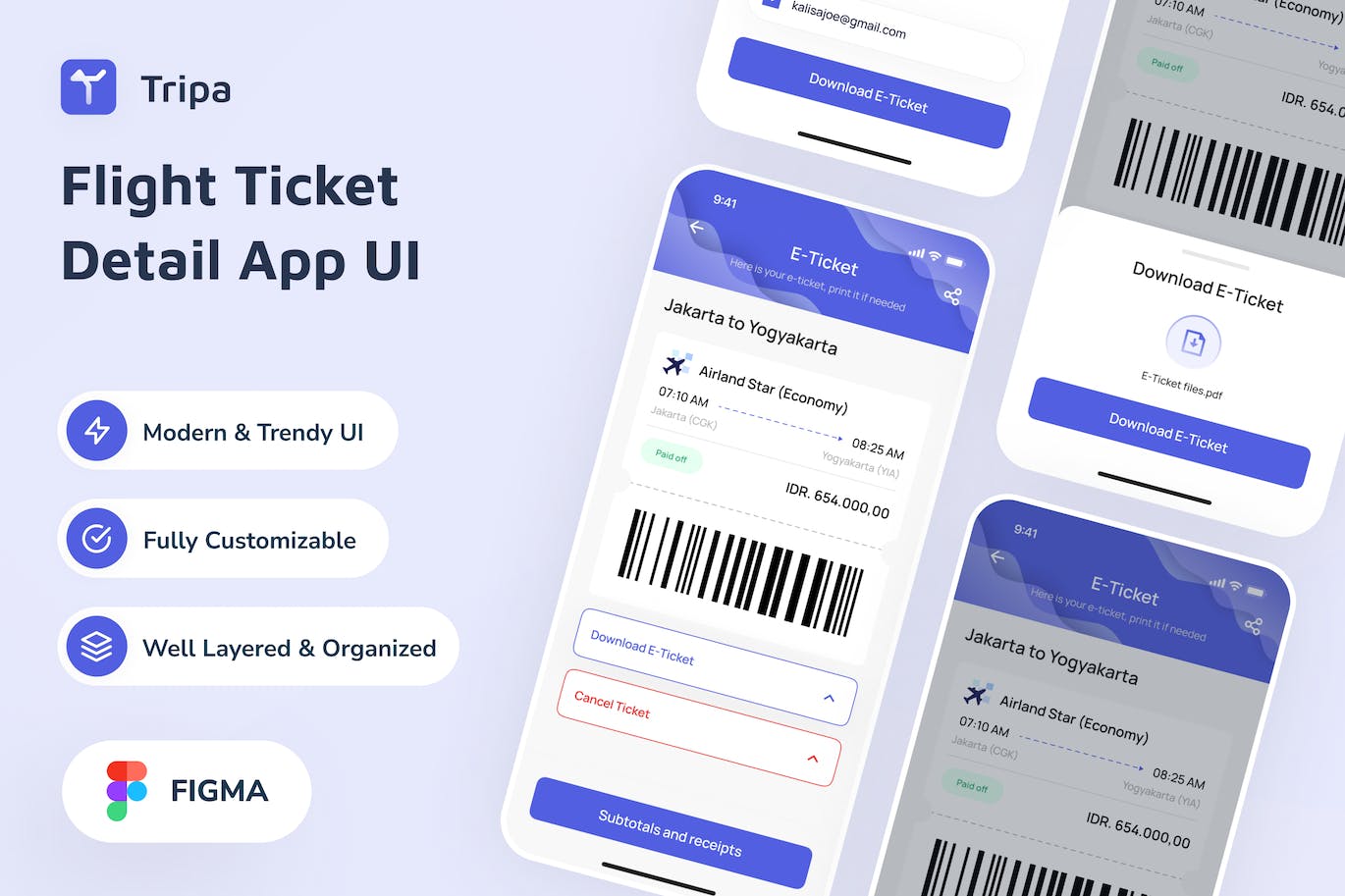 机票详细信息应用程序 UI模板 Tripa &#8211; Flight Ticket Detail App UI