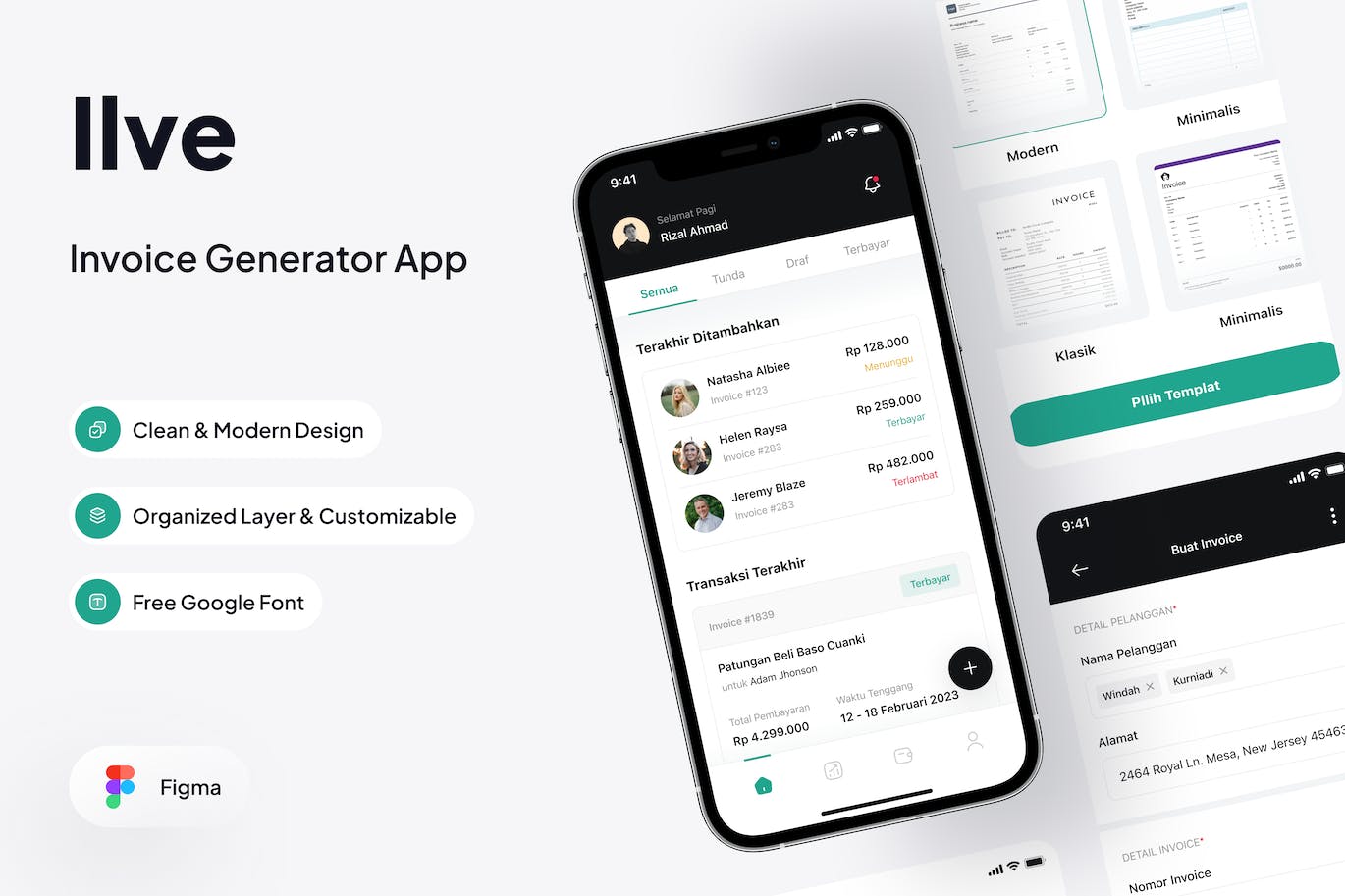 发票生成器移动应用程序UI模板 Ilve &#8211; Invoice Generator Mobile App