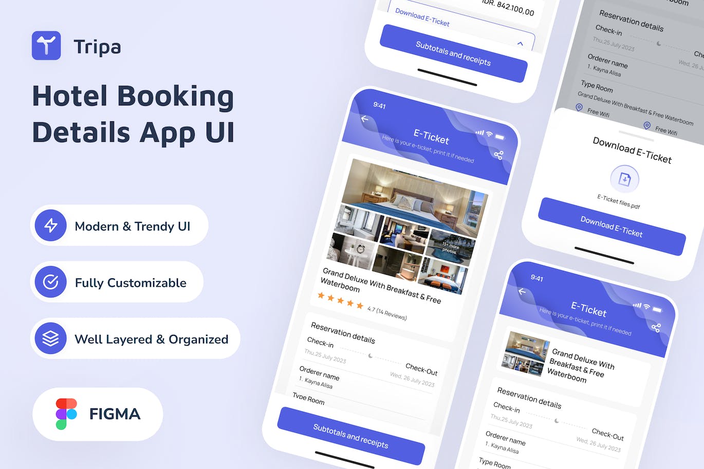 酒店预订详情应用程序 UI套件 Tripa &#8211; Hotel Booking Details App UI