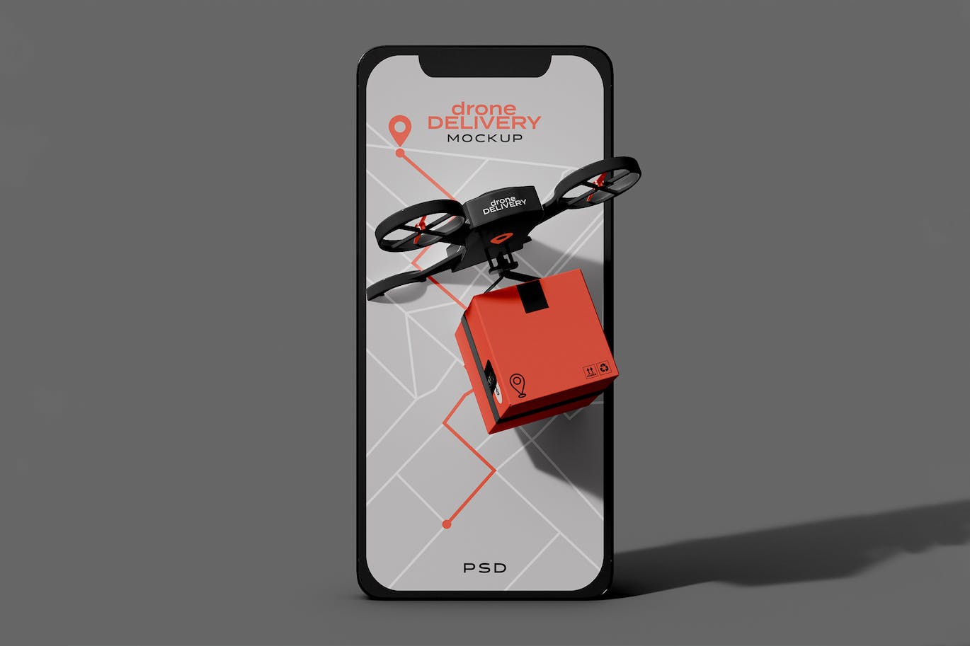 送货无人机智能手机应用样机 Smartphone App for Delivery Drone Mockup