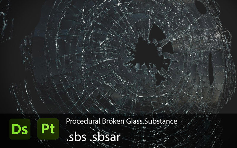 1款破碎玻璃材质 Broken Glass Substance .sbs .sbsar_