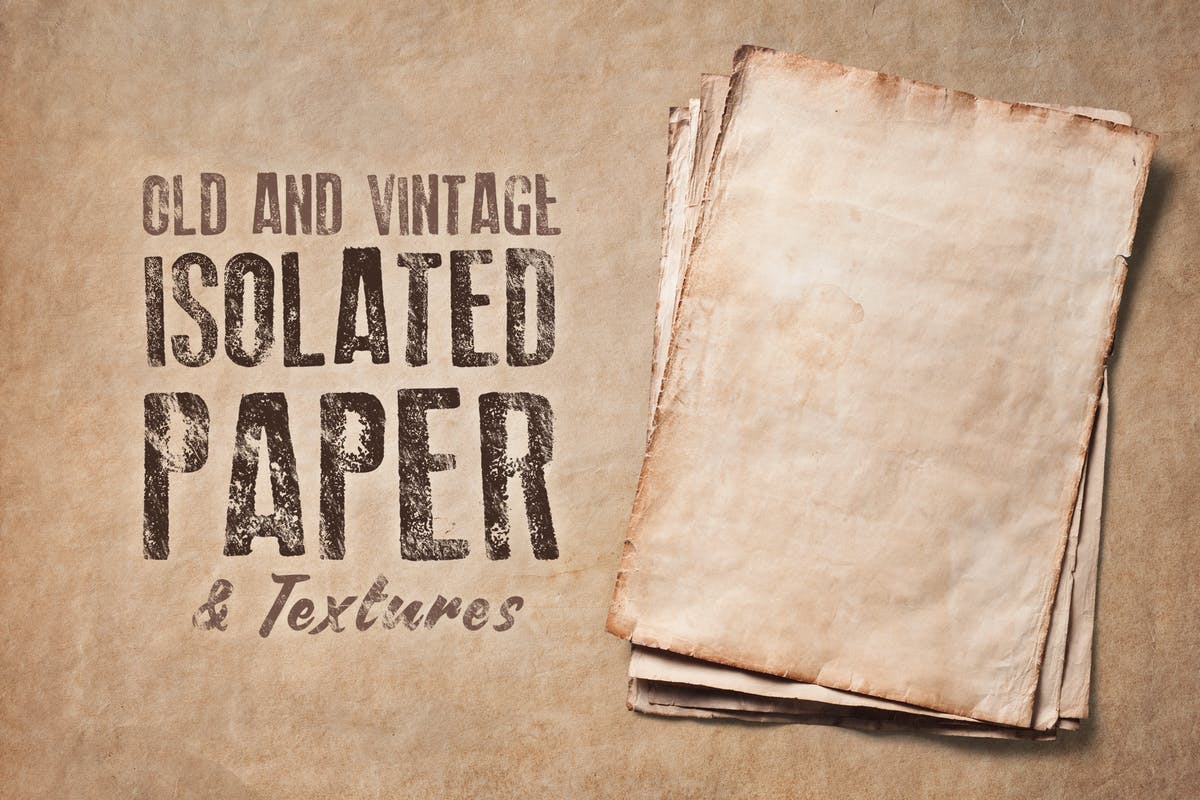 7款复古做旧纸张背景纹理素材 Old Isolated Papers And Textures（10362） -