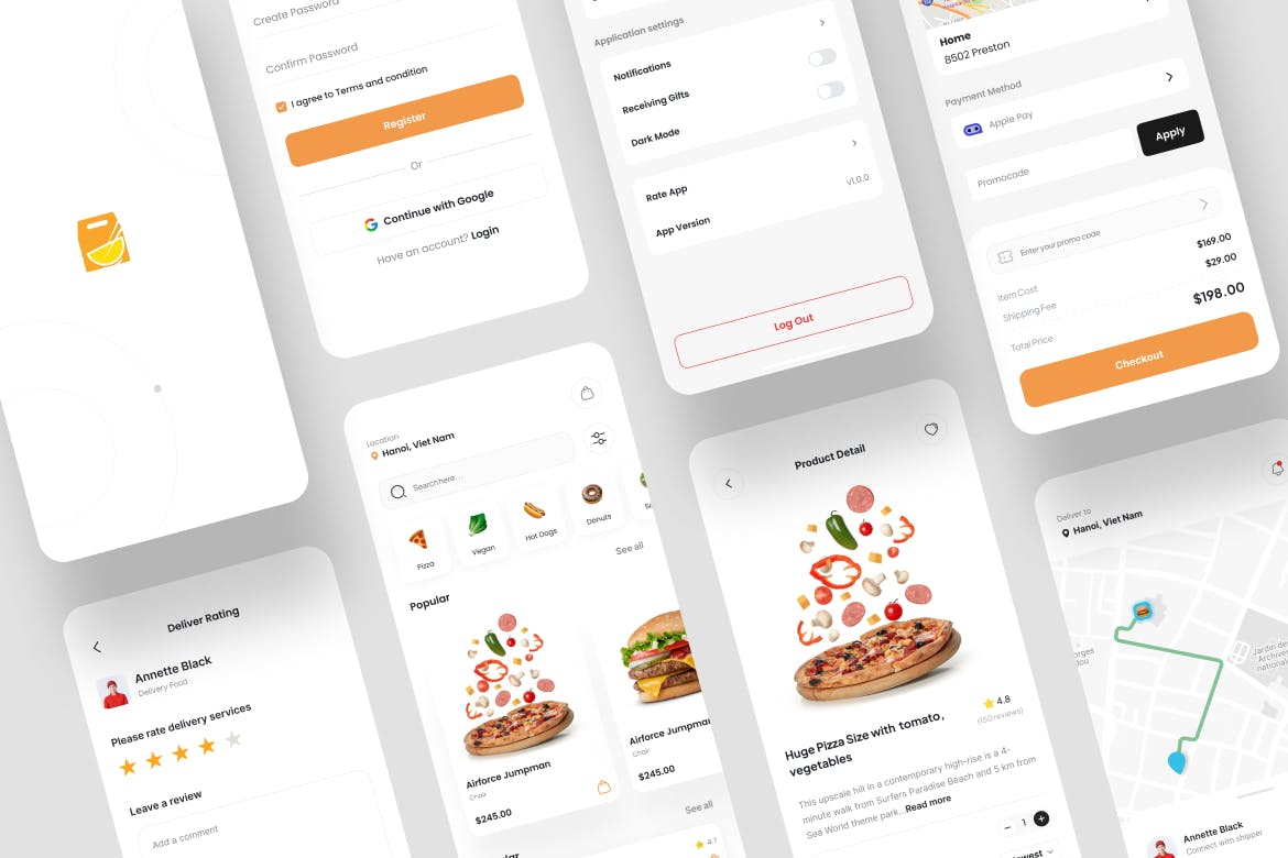 食品配送应用程序 UI 套件 Delifood &#8211; Food Deliver App UI Kit