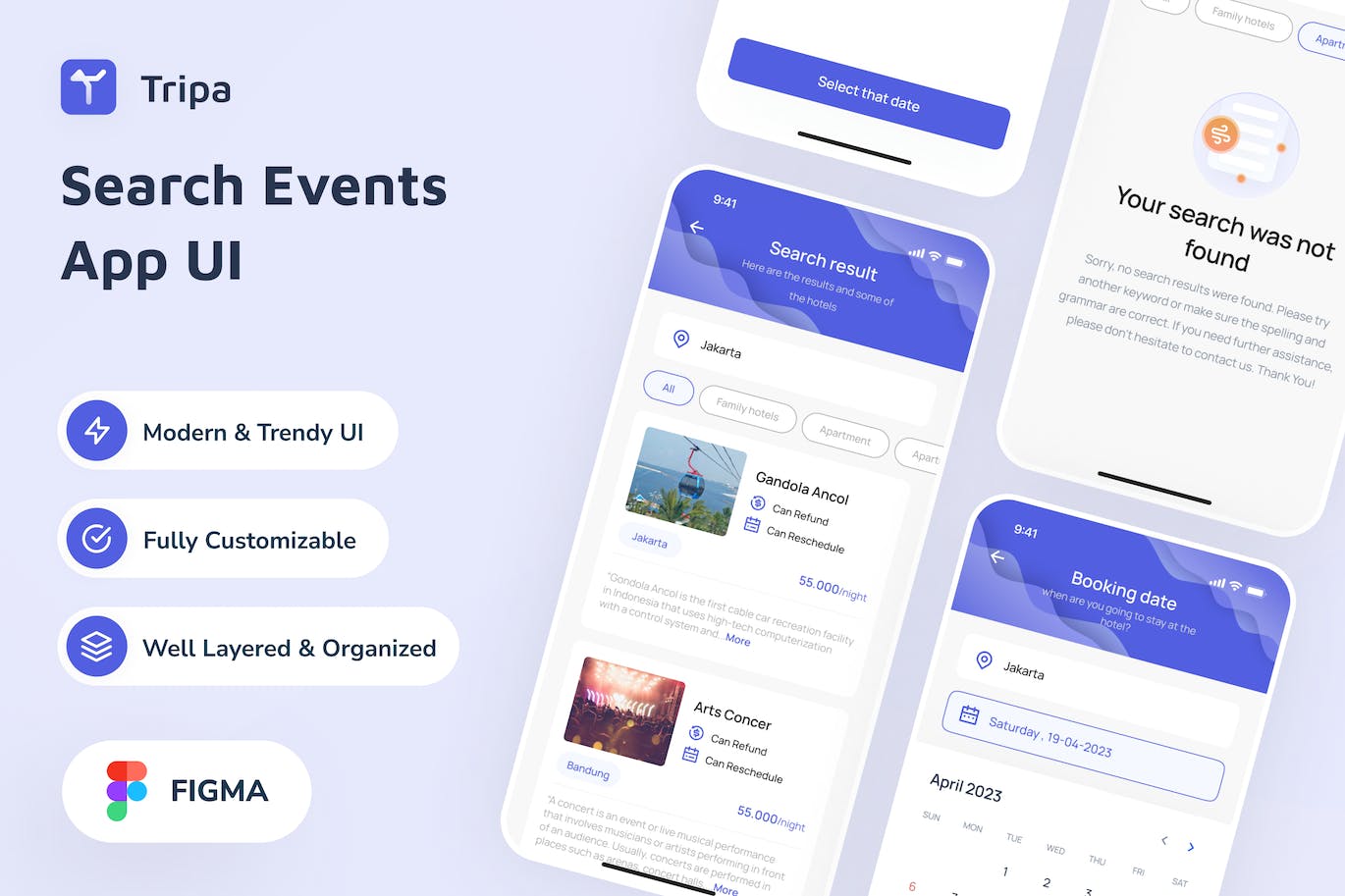 搜索活动应用程序 UI套件 Tripa &#8211; Search Events App UI