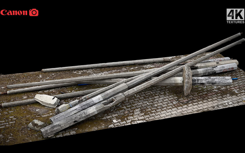 混凝土灯破碎碎片3D扫描模型 concrete lamps broken debris photogrammetry_