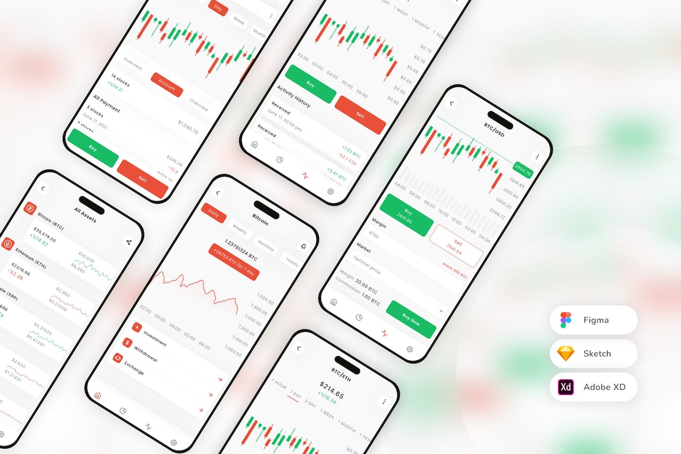 加密货币兑换和交易应用程序 UI 套件 Cryptocurrency Exchange &amp; Trading App UI Kit