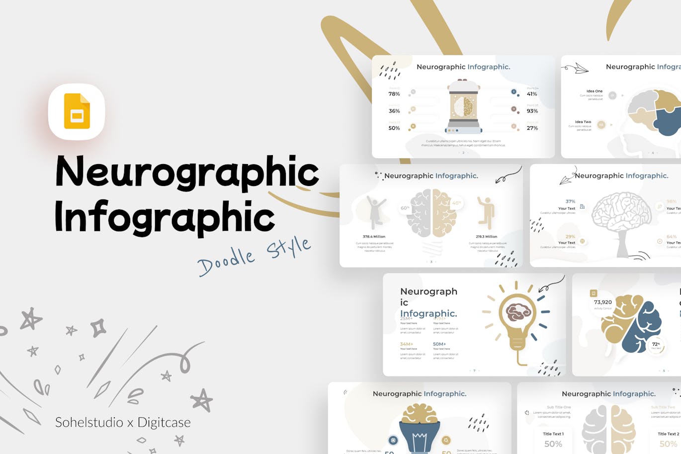 神经图形信息图表涂鸦风格谷歌幻灯片素材 Neurographic Infographic Doodle Style Google Slide