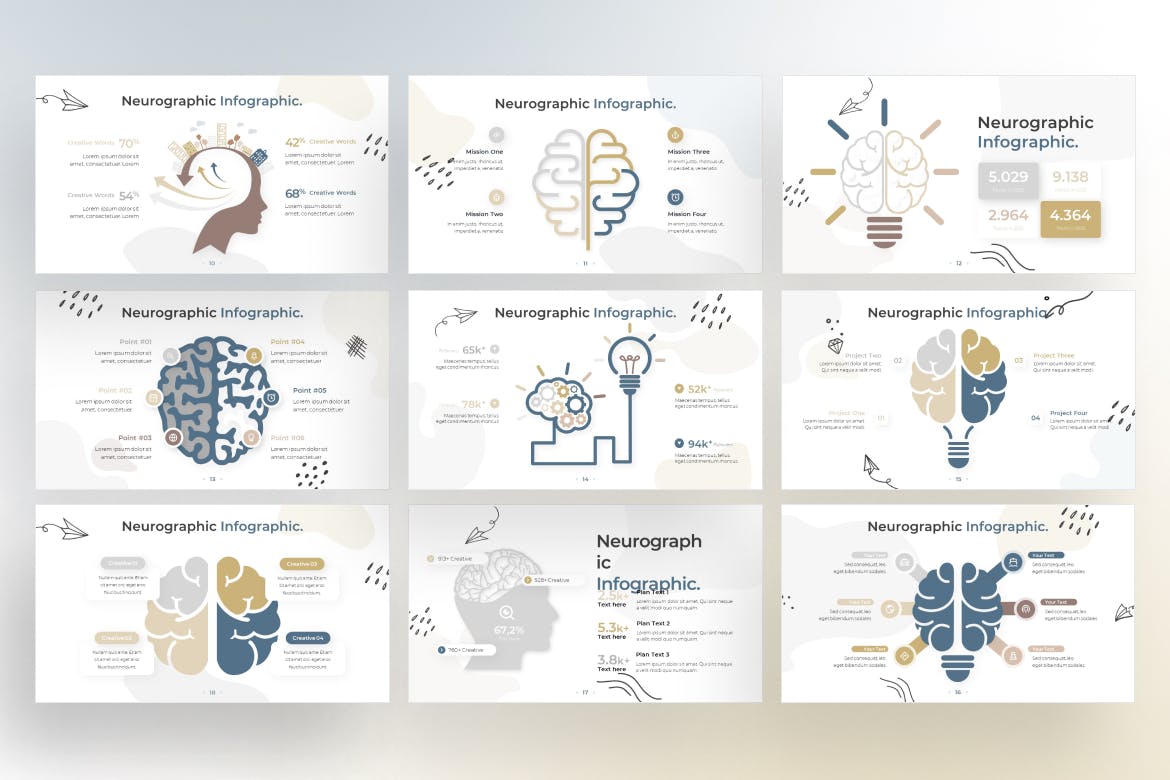 神经图形信息图表涂鸦风格谷歌幻灯片素材 Neurographic Infographic Doodle Style Google Slide