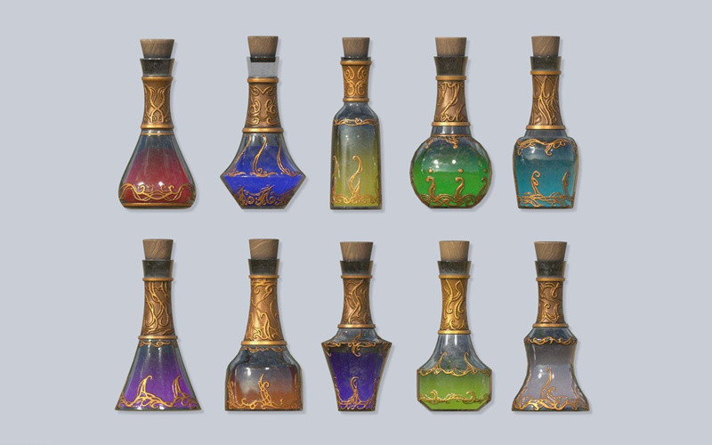 魔法药水收藏3D模型 Magic potion collection_