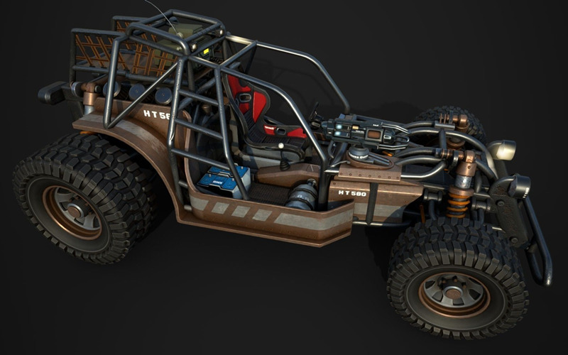 沙丘漏斗越野车3D模型 Dune Hopper Low-poly 3D model_