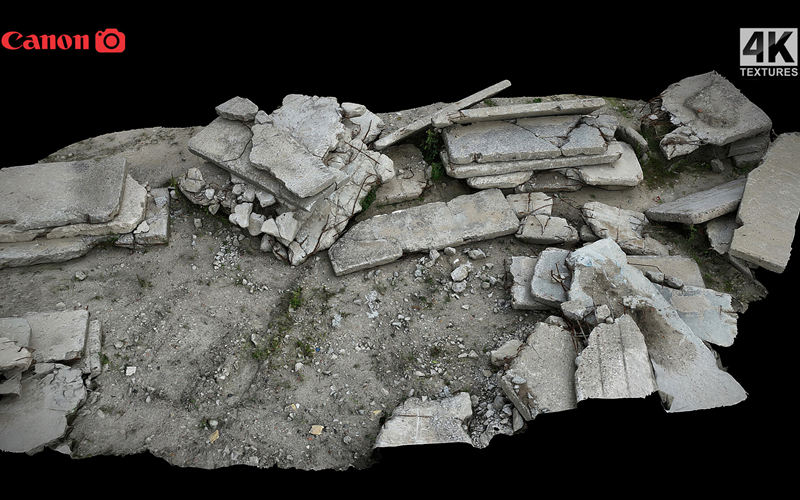 混凝土板废墟碎片地形3D扫描模型 concrete slabs ruins debris terrain photogrammetry_